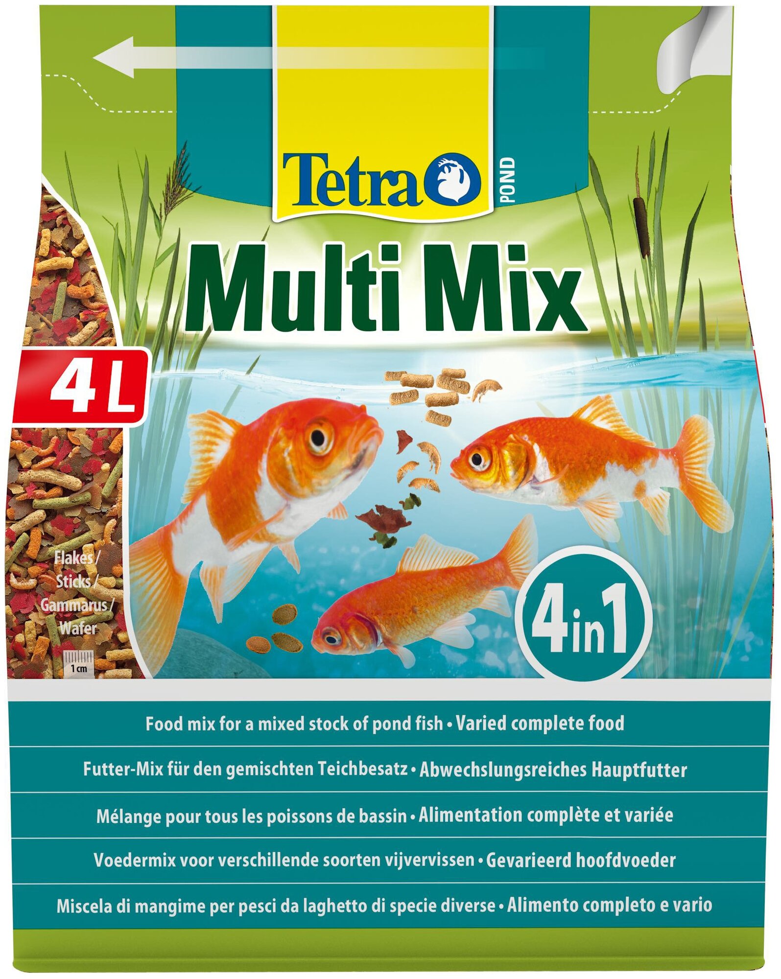 Tetra Pond MultiMix корм для пруд.рыб (гранулы, хлопья, таблетки, гаммарус), 4 л - фотография № 1