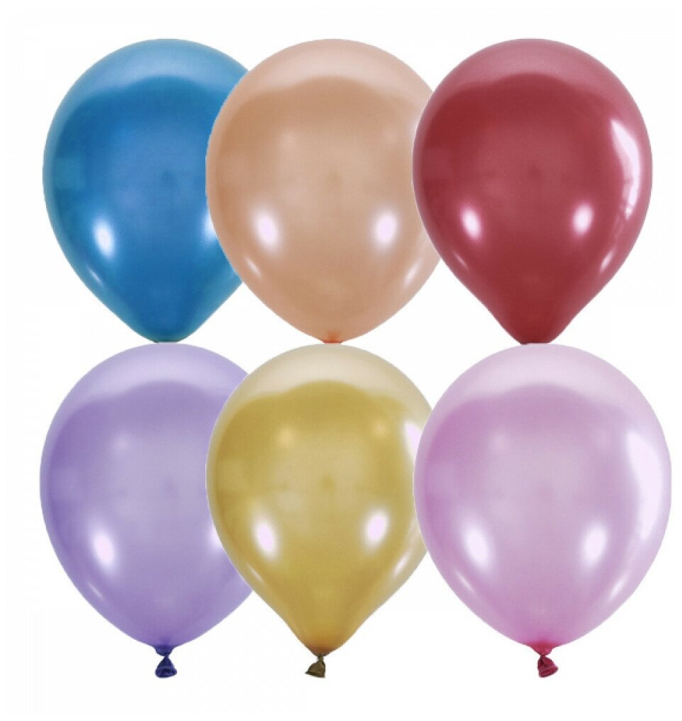 Набор воздушных шаров с гелием МФ ПОИСК Металлик и перламутр, микс, 100 шт.
