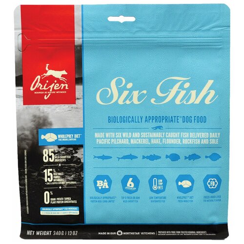 Сухой беззерновой корм для собак Orijen 6 (six) fish 11,4кг.