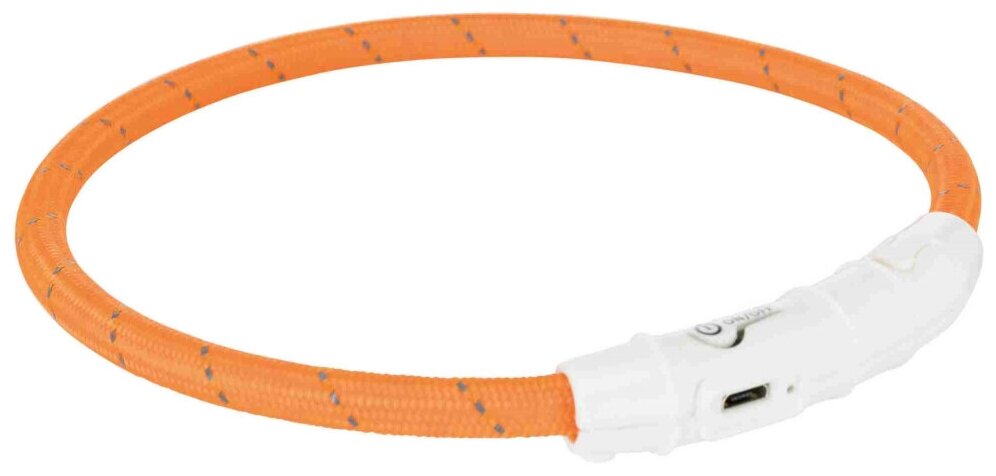 Мигающее кольцо для собак TRIXIE, USB, L-XL, 65 см, 7 мм, нейлон, оранжевый