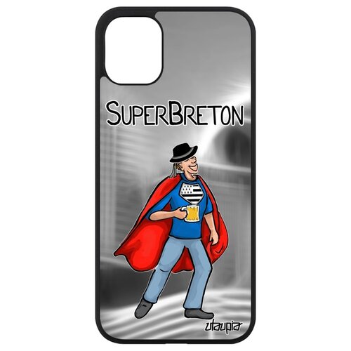 фото Чехол для мобильного apple iphone 11, "супербретонец" супергерой комичный utaupia