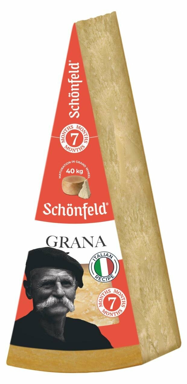 Сыр твердый Schonfeld Grana созревание 7 месяцев 43%, 400 г