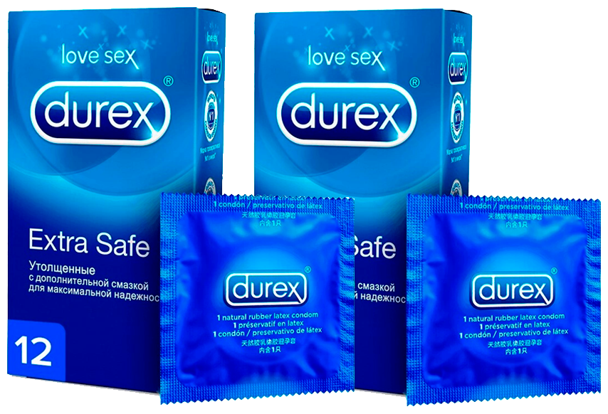 Презервативы Durex Extra Safe утолщенные с силиконовой смазкой 12 шт.