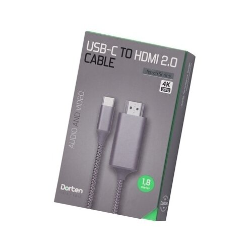 Кабель HDMI Dorten USB-C to HDMI 2.0 Cable Tetron Series 18 м Space Gray