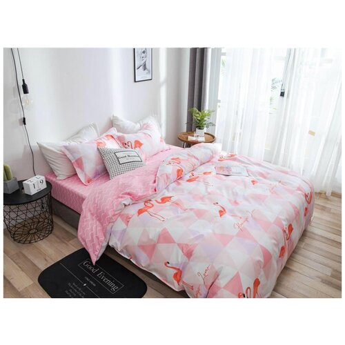 фото Комплект постельного белья mency house фламинго 2-х спальный, поплин, наволочки 70х70