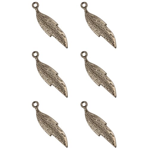 фото Набор подвесок, перышко, длина - 33 мм, ширина - 8 мм, толщина - 1, 9 мм, диаметр отверстия - 2 мм, материал: сплав олова с покрытием "черный никель никель", 6 шт. kaboshon