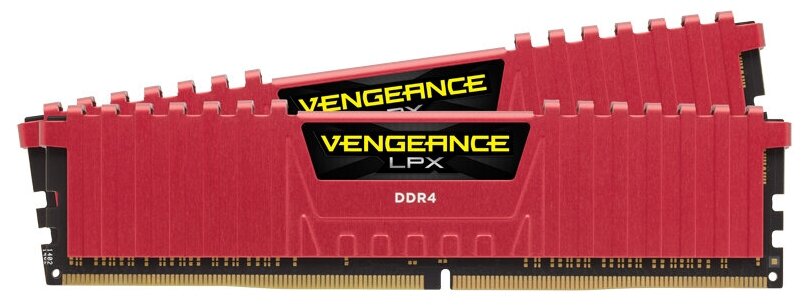 Оперативная память CORSAIR DDR4 16Gb (2x8Gb) 3200MHz pc-25600 Vengeance LPX Red (CMK16GX4M2B3200C16R)