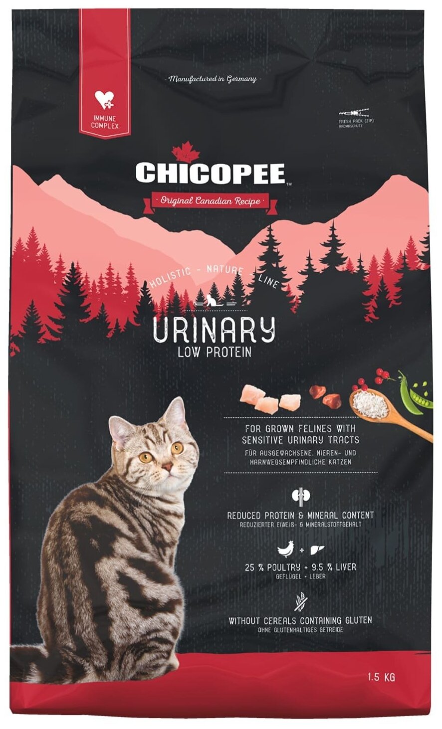 CHICOPEE HOLISTIC NATURE LINE CAT ADULT URINARY для взрослых кошек при мочекаменной болезни (1,5 кг)