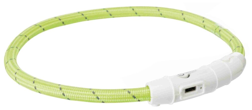 Trixie мигающий (светящийся) ошейник USB, нейлон, зелёный, M-L 45 см