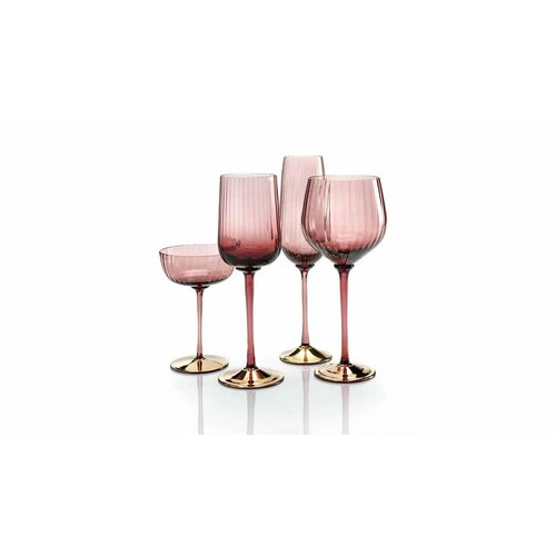 Набор фужеров для шампанского NASONMORETTI COTE D'OR 6 шт розовый, ножка золотая, стекло мурано