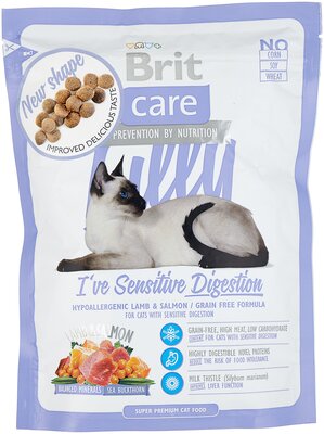 Сухой корм для кошек Brit Care Lilly, беззерновой, при чувствительном пищеварении, с ягненком, с лососем