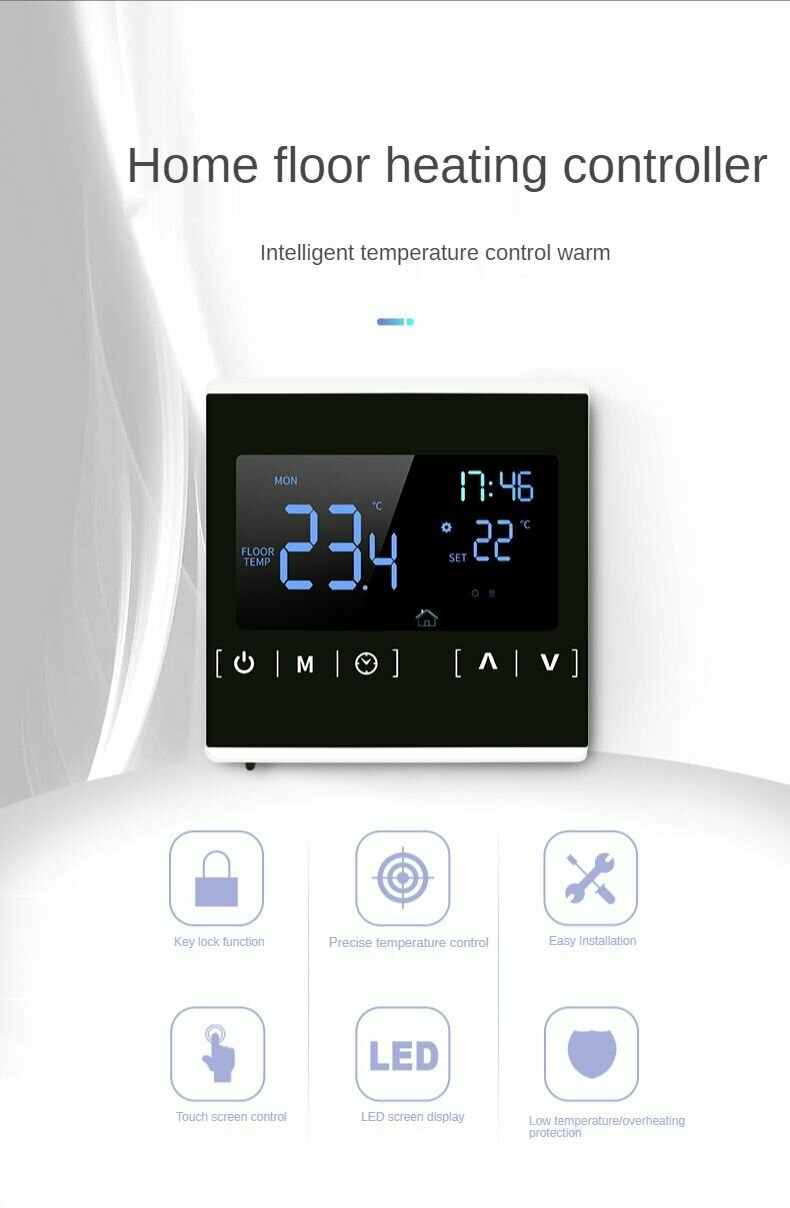Терморегулятор сенсорный для теплого пола с WiFi, термостат вайфай, контроллер электронный MH1823 16А 3.5кВт Wi Fi для котлов водонагревателей вай фай - фотография № 7