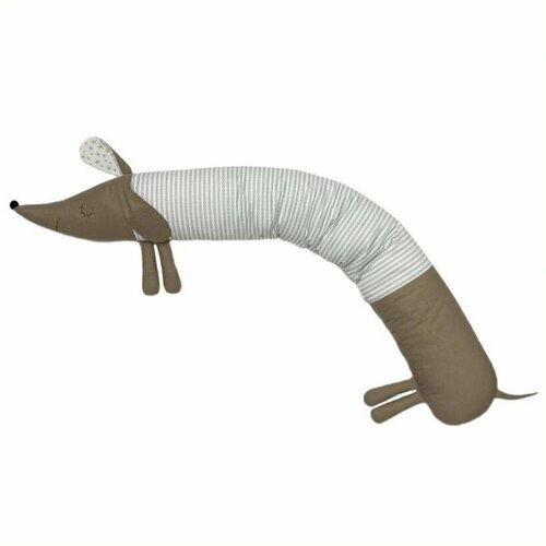 Бортик для детской кроватки Валик Такса Лори среднелапик серо-бежевая 120 см LoveBabyToys