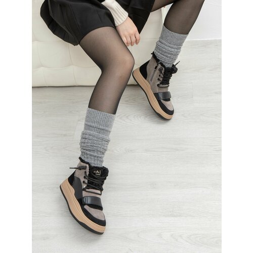 фото Ботинки , зимние,натуральная кожа, полнота 6, высокие, размер 38, черный sopra footwear