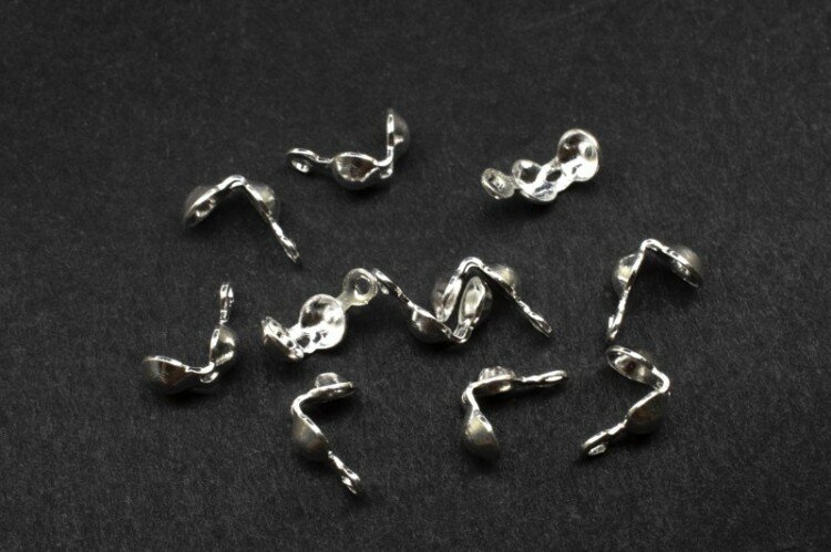 Зажим Каллота 7х3,5мм, внутренний диаметр 2,5мм, отверстие 1мм, стерлинговое серебро, 04-153, 2шт