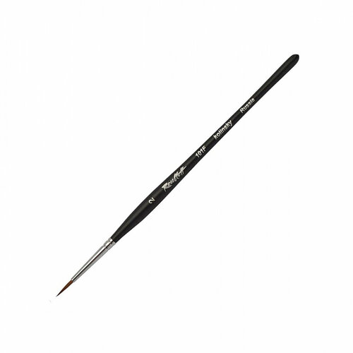 Roubloff Кисть колонок круглая, короткая черная, матовая, фигурная ручка 101F №2, для акварели