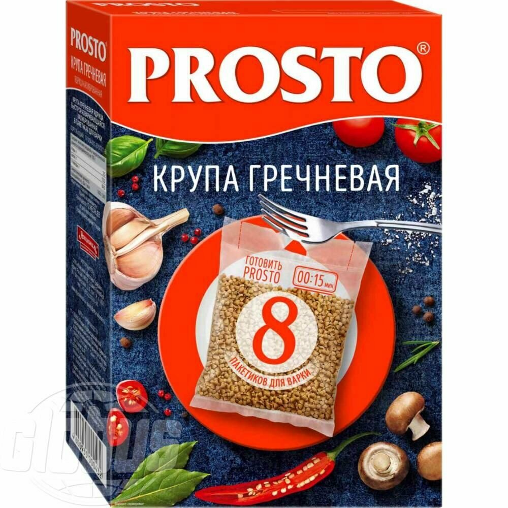 Гречка Prosto в варочных пакетиках (8 шт. х 62,5 г), 500 г