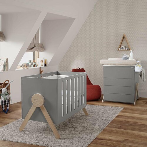 фото Кровать micuna swing relax 120*60 grey/natural wax