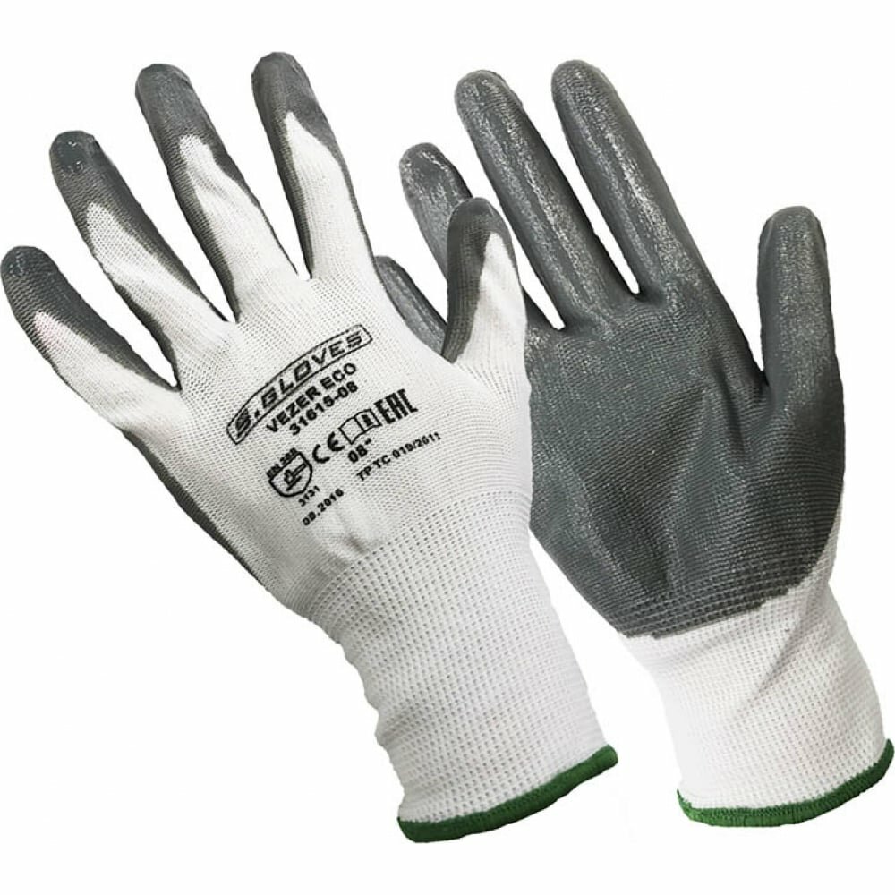 S. GLOVES Перчатки нейлоновые с нитр. покр VEZER ECO 07 размер 31615-07