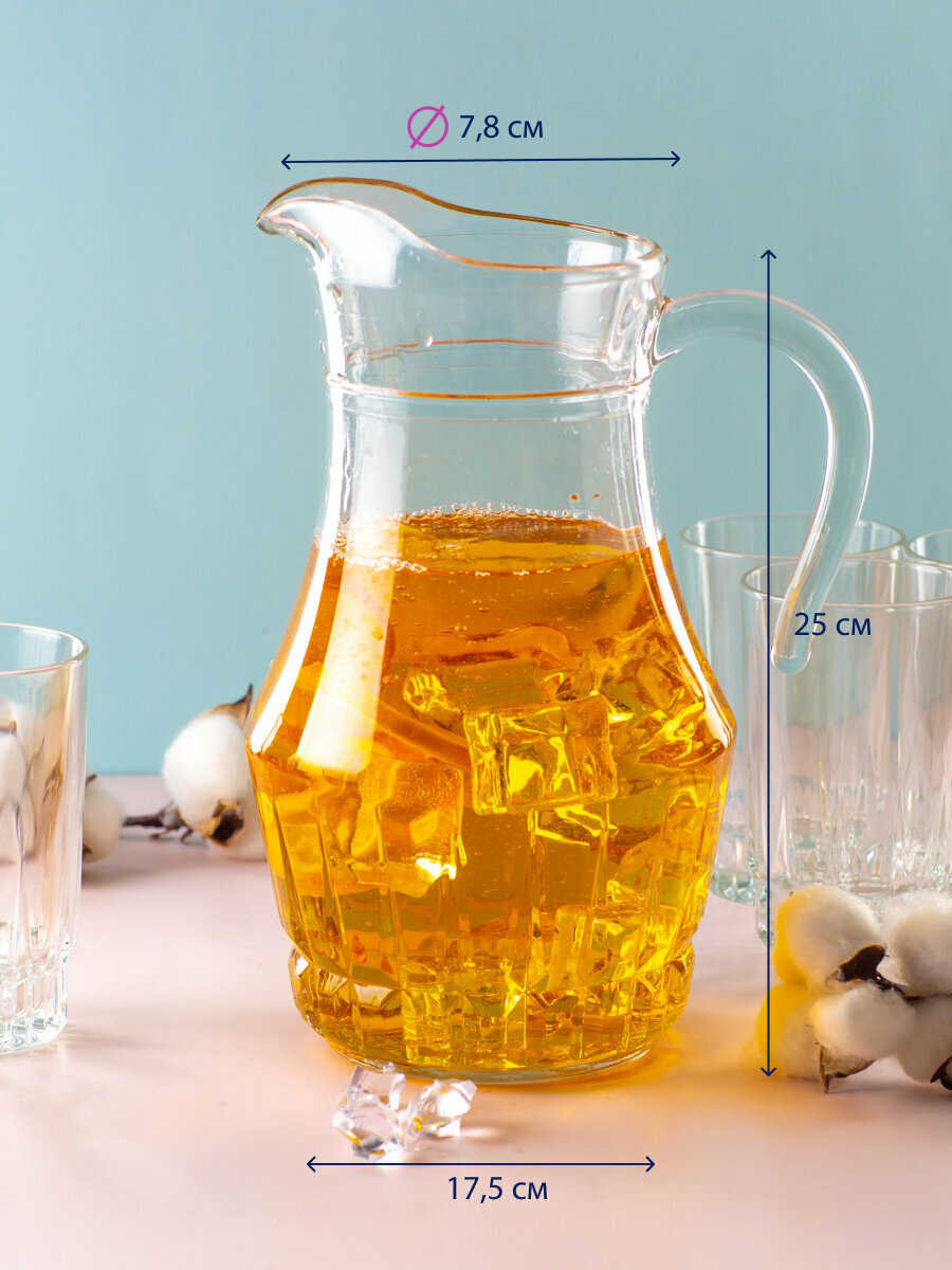 Набор для напитков "виктория" ARCOPAL, 7 предметов: кувшин 1,8 л + 6 стаканов — фото 1