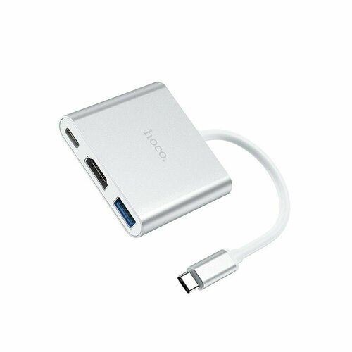 Адаптер HOCO HB14 Easy USB-C – USB3.0, HDMI, USB-C, PD 67W (серый) хаб usb hoco hb14 easy usb3 0 hdmi type c pd type c