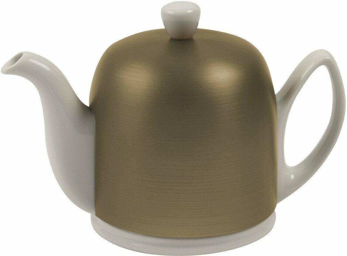 Фарфоровый черный заварочный чайник на 6 чашки с бронзовой крышкой + ситечко Degrenne Salam White, 900 мл,
