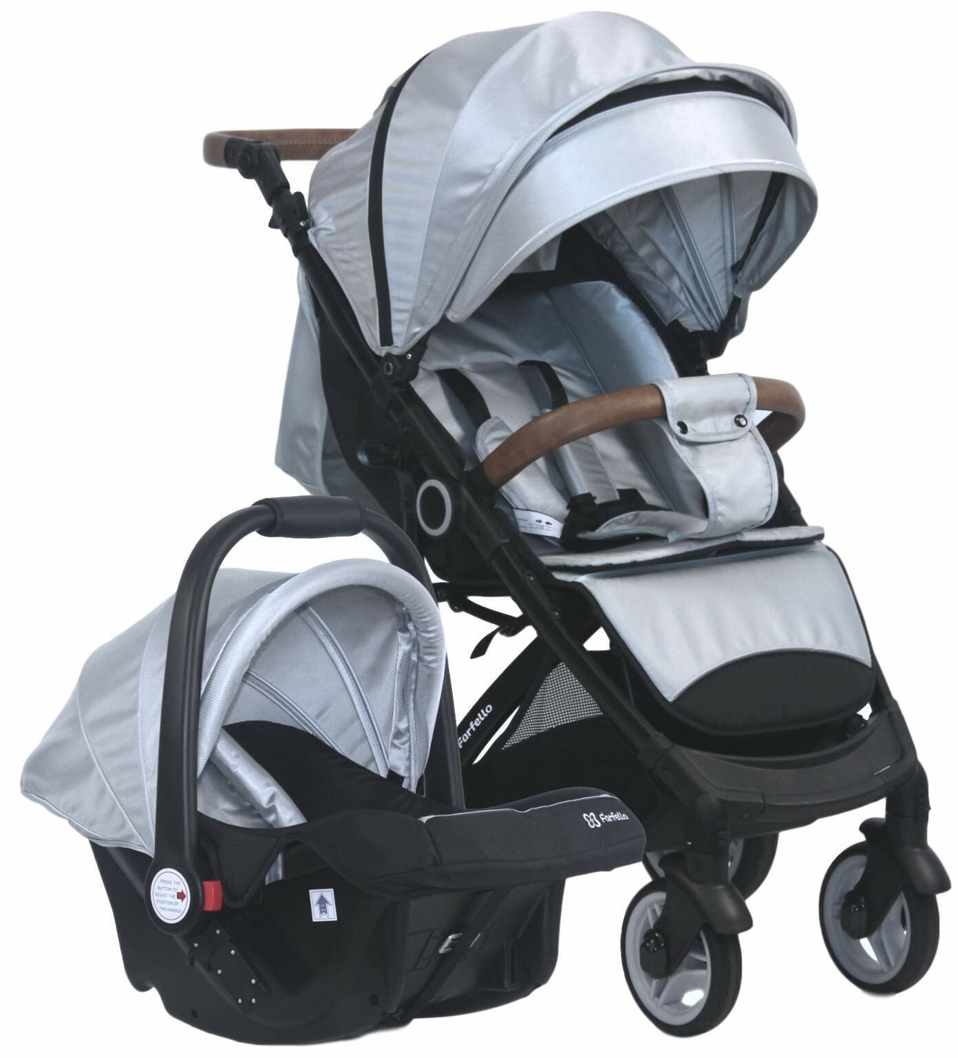 Коляска детская прогулочная Bino Angel Comfort Silver с автолюлькой