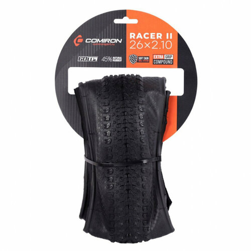 фото Покрышка comiron racer ii 60tpi soft skin extra grip кевлар (26x2.10 черный)