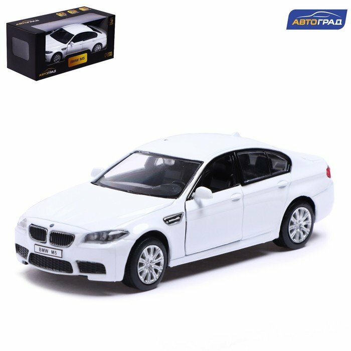 Машина металлическая BMW M5, 1:32, открываются двери, инерция, цвет белый (комплект из 2 шт)