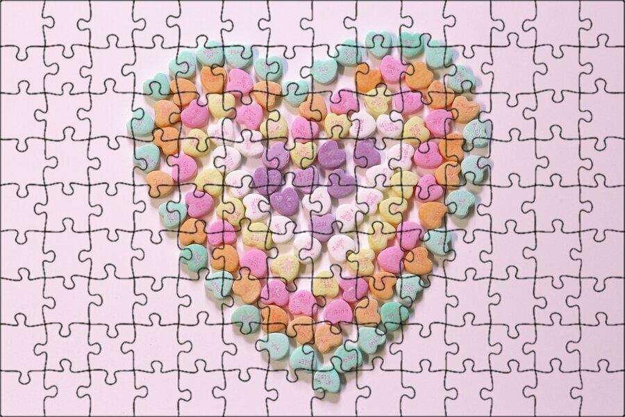 Магнитный пазл "Сердце, любовь, валентинка" на холодильник 27 x 18 см.