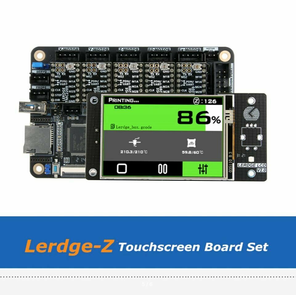 Материнская плата LERDGE-Z + TMC2209 5шт + Сенсорный дисплей 3,5-дюймовый.