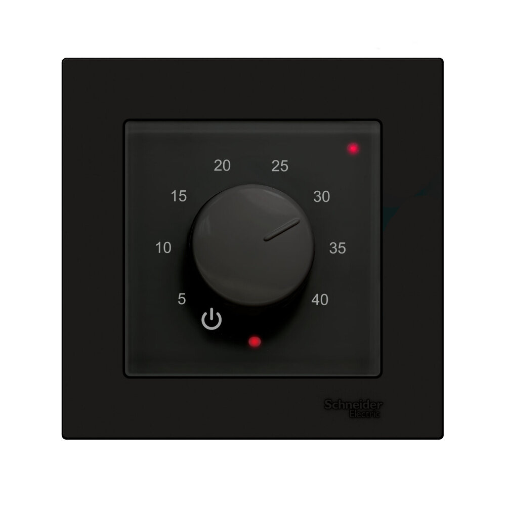 фото Терморегулятор встраиваемый черный ТР-03 под рамку Атлас Дизайн ЭргоЛайт