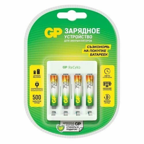 Зарядное устройство GP E411/75AAAHCCS-2CR1 4 шт. 750мAч батарейки gp batteries зарядное устройство для аккумуляторов gp e411