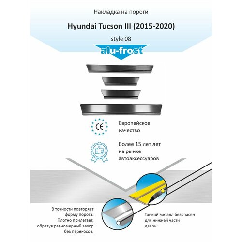 Накладки на пороги для Хендай Туссан 2 / Hyundai Tucson III (2015-2020) style 08