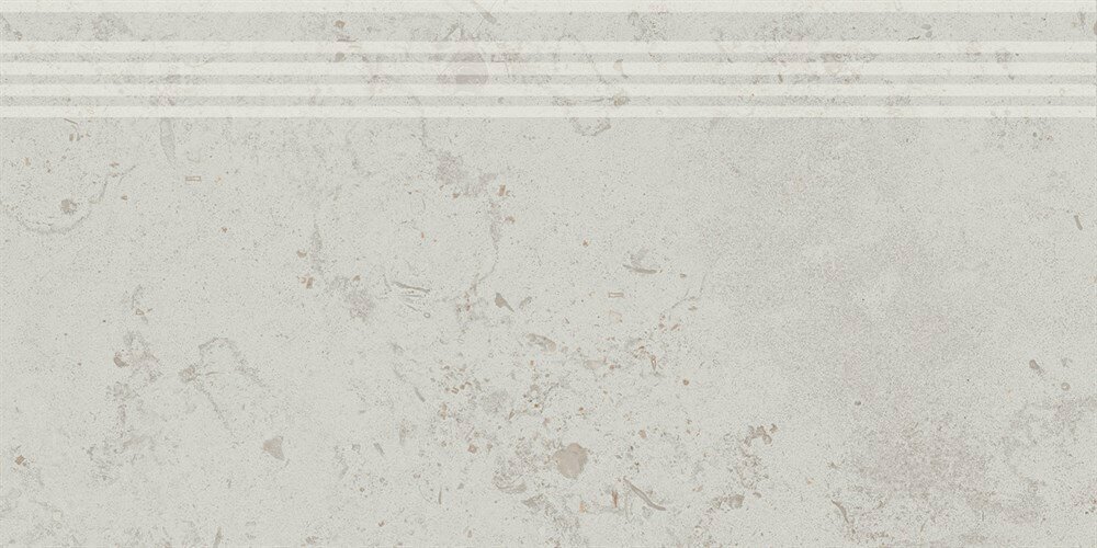 фото Плитка из керамогранита KERAMA MARAZZI DD205300R/GR Про Лаймстоун серый светлый натуральный обрезной. Ступень (30x60) (цена за 20 шт)