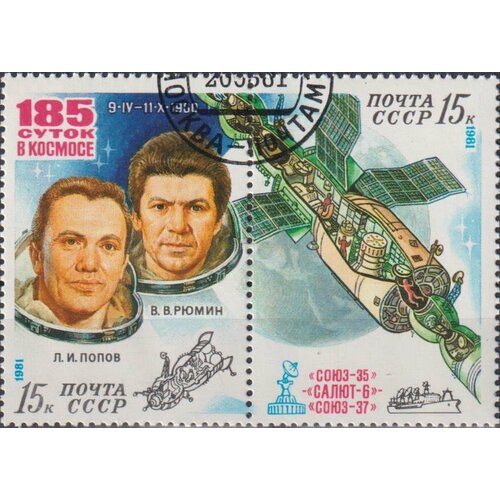 Почтовые марки СССР 1981г. Космические исследования на орбитальном комплексе Космические корабли U