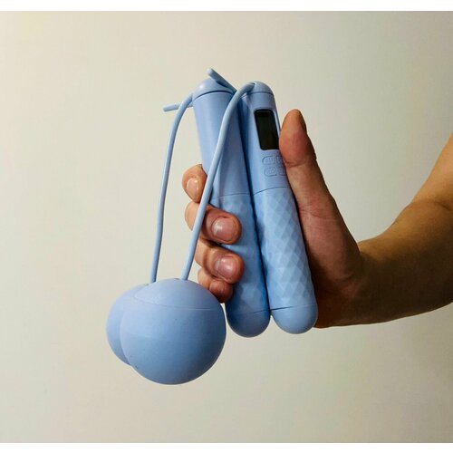 Умная скакалка Basalt для фитнеса с счетчиком прыжков серо-голубая