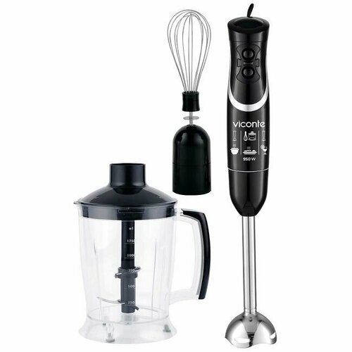 Блендер погружной Viconte чаша 1250мл 4-ножа 950Вт 3в1 2-скорости цвет черный 291200₽