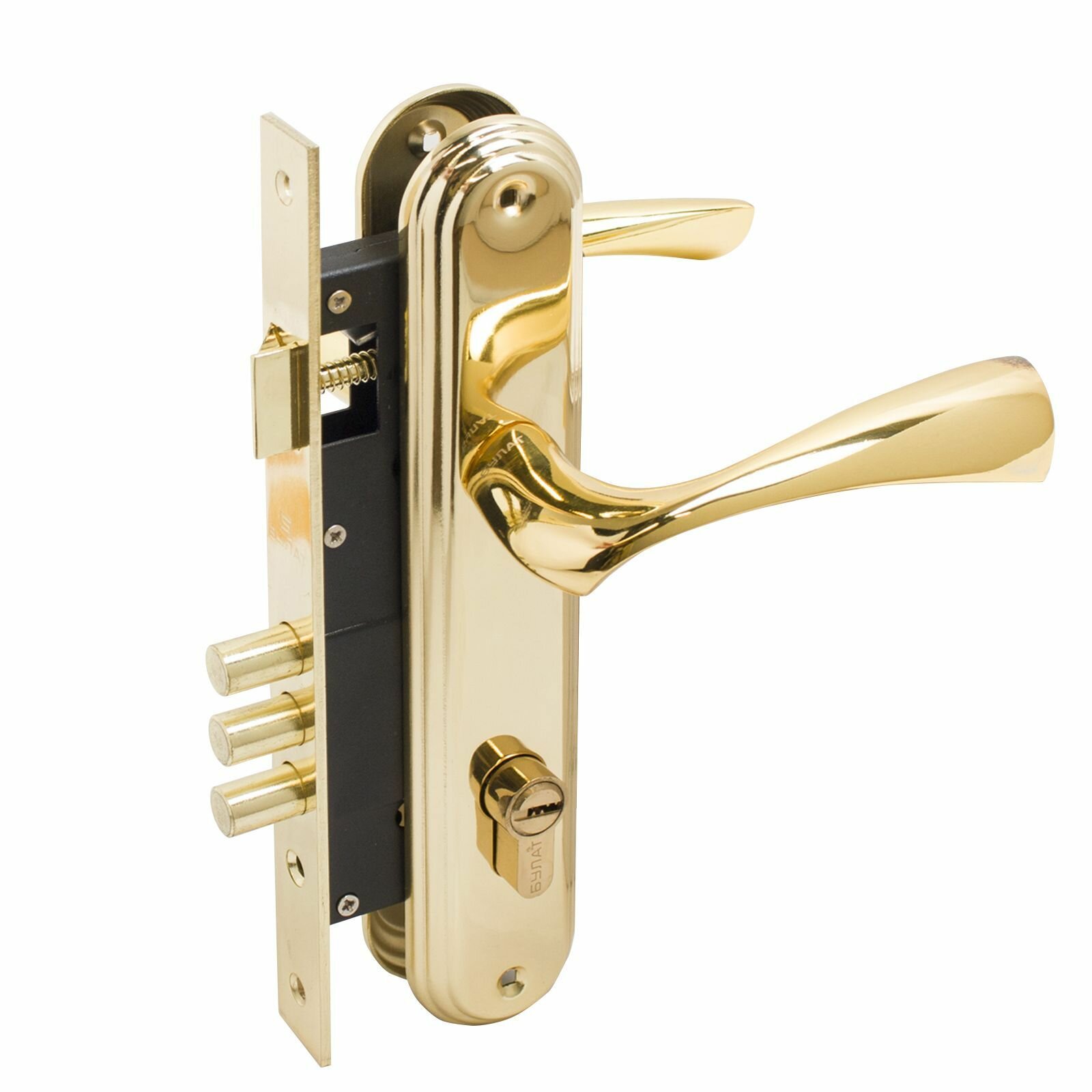 Замок врезной с ручками булат ЗВ4-3.03.05 номос золото 5 ключей