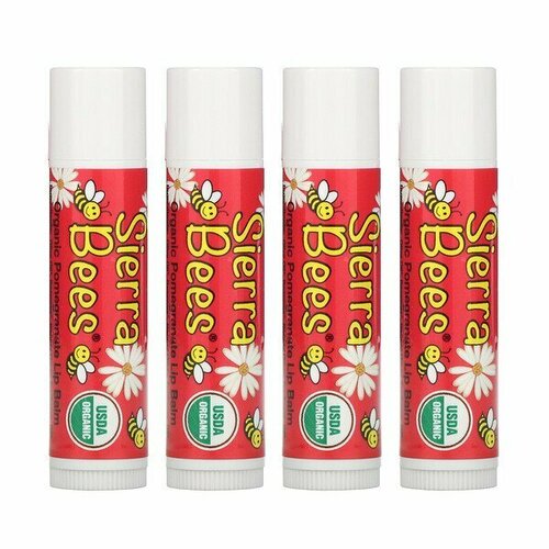 Sierra Bees, органические бальзамы для губ, гранат, 4 штуки по 4,25 г (0,15 унции)