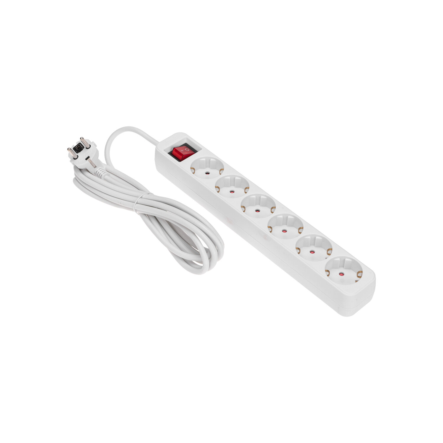 Удлинитель STANDARD 6 гнезд 3м 3х10мм² с/з с выключателем белый REXANT