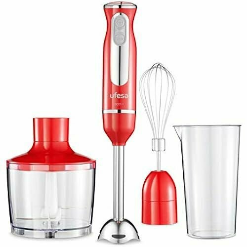 Ручной блендер Ufesa BP3443 мощность 600 Вт функция турбо 2 лезвия и основание из нержавеющей стали эргономичный и брызгозащищенный дизайн аксессуары в комплекте без BPA цвет Advanced Red 1332700₽