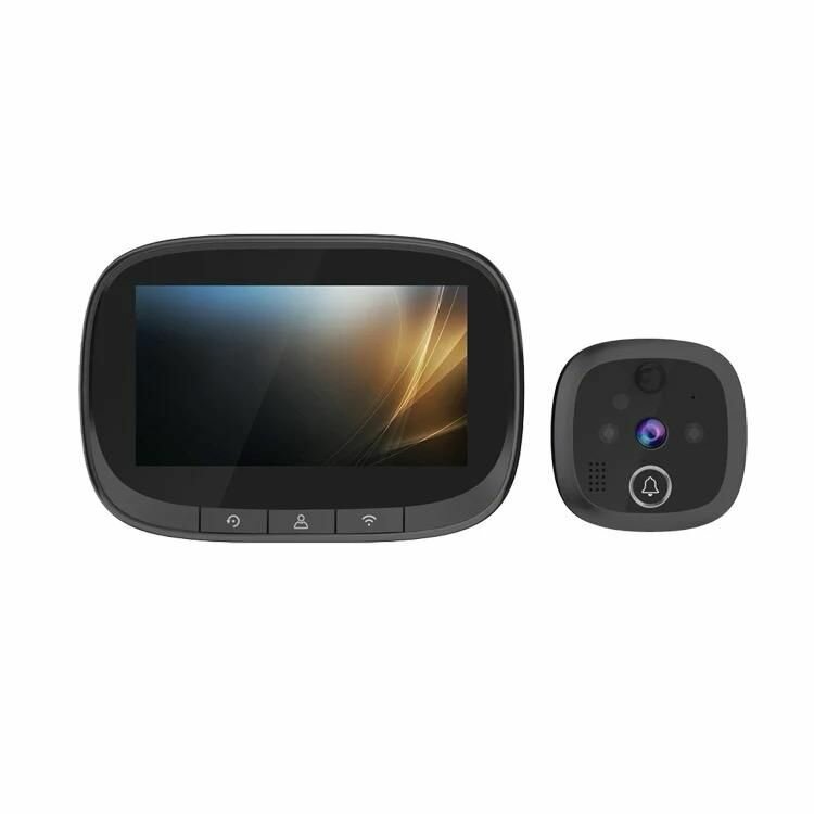 Видеоглазок с Wi-Fi для входной двери 1080P HD , ночное видение, 4.3 дюйма , с датчиком движения и записи , черный