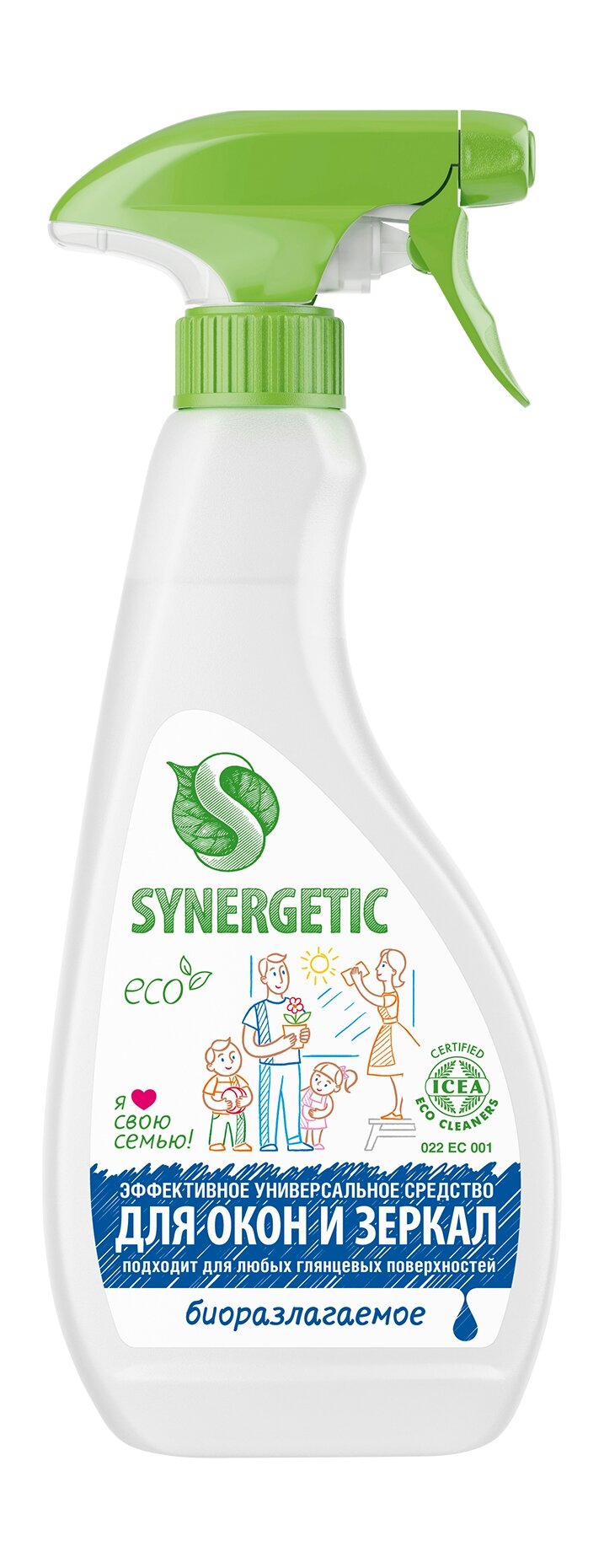 фото SYNERGETIC Средство для мытья стекол, зеркал и бытовой техники биоразлагаемое SYNERGETIC, 0,5 л