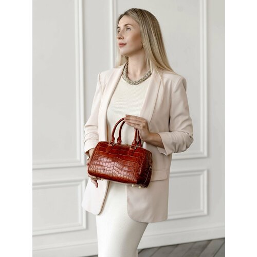 Сумка тоут TREODA, фактура под рептилию, терракотовый