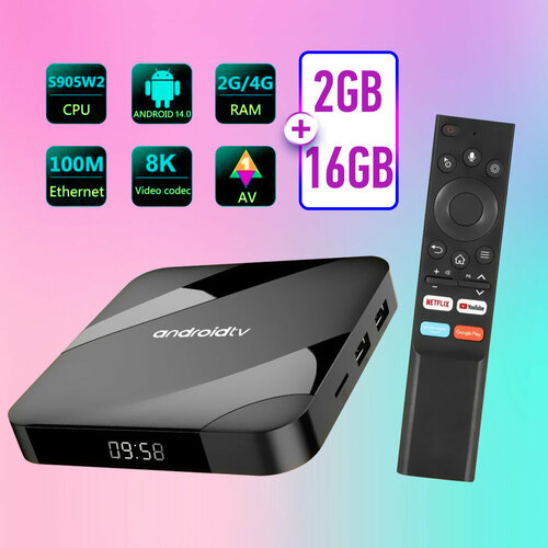 Tв приставка, Смарт Тв приставка для телевизора TV98 , Тв приставка андроид, приставка для телевизора,2 ГБ/16 ГБ
