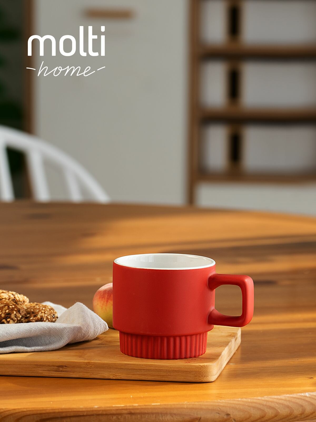 Кружка подарочная матовая керамическая чашка для чая кофе Forma Linea, 330 мл, красная — фото 1