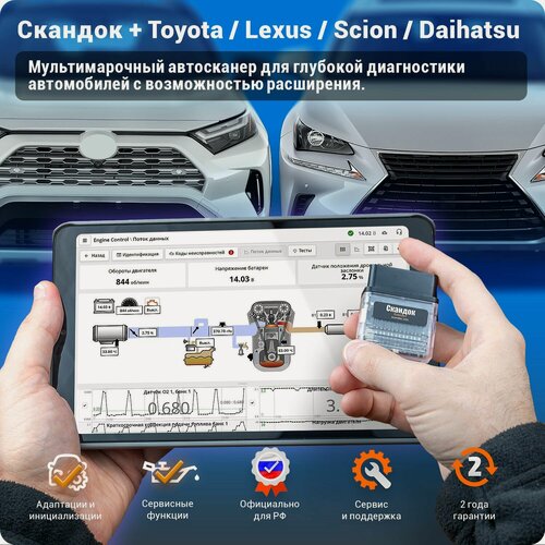 Изображение товара Скандок Компакт + ПО Toyota, Lexus, Scion, Daihatsu - профессиональный мультимарочный автосканер.