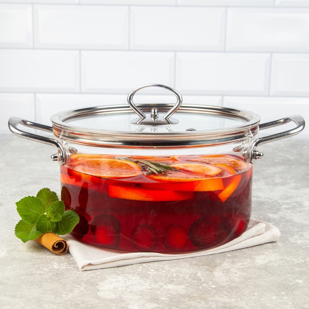 Кастрюля стеклянная с крышкой жаропрочная