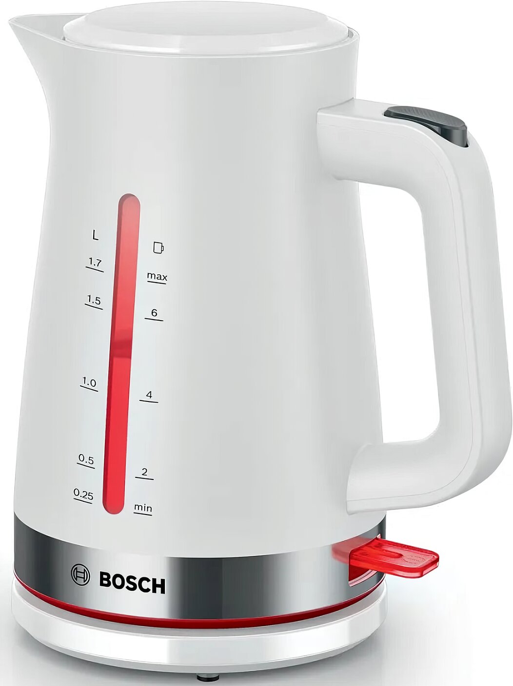 Чайник Bosch TWK4M221, 1.7 л, белый, нержавеющая сталь, с фильтром и защитой от перегрева